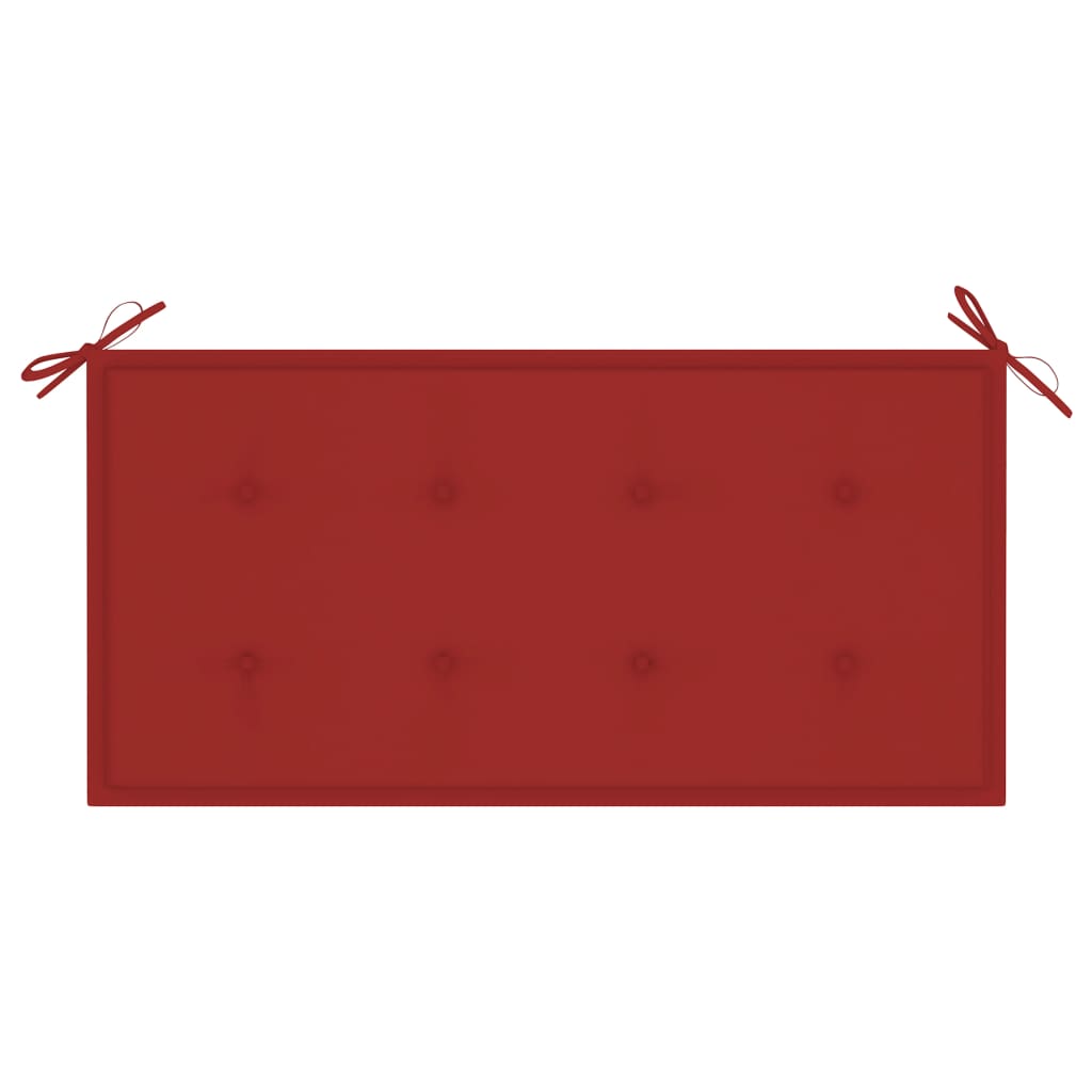 vidaXL Gartenbank mit Roter Auflage 112 cm Massivholz Teak