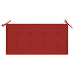 vidaXL Gartenbank mit Roter Auflage 112 cm Massivholz Teak
