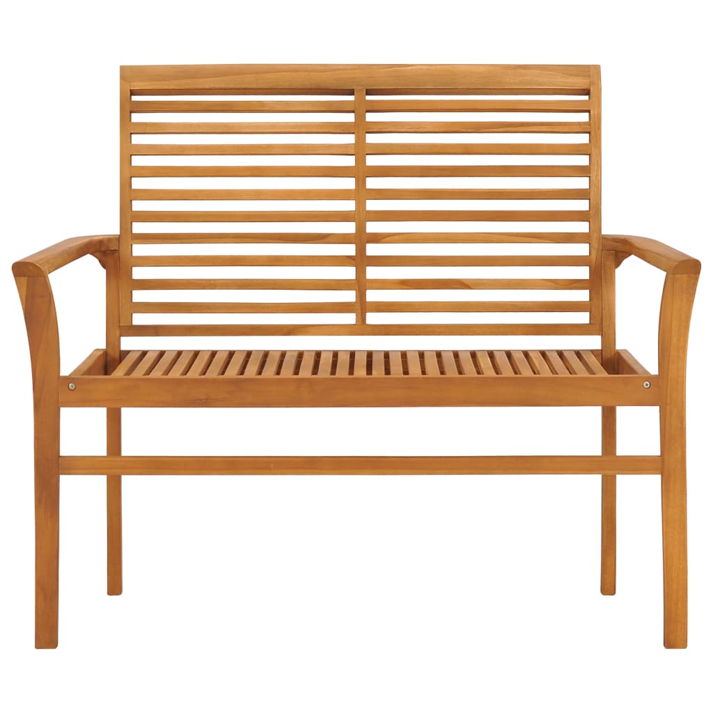 vidaXL Gartenbank mit Hellgrüner Auflage 112 cm Massivholz Teak