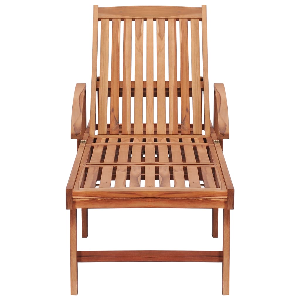 vidaXL Sonnenliege mit Auflage Rotes Karomuster Massivholz Teak