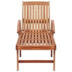 vidaXL Sonnenliege mit Auflage Graues Karomuster Massivholz Teak