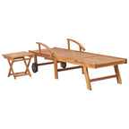 vidaXL Sonnenliege mit Tisch und Auflage Massivholz Teak