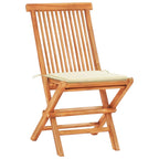 vidaXL 3-tlg. Bistroset mit Cremeweißen Kissen Massivholz Teak