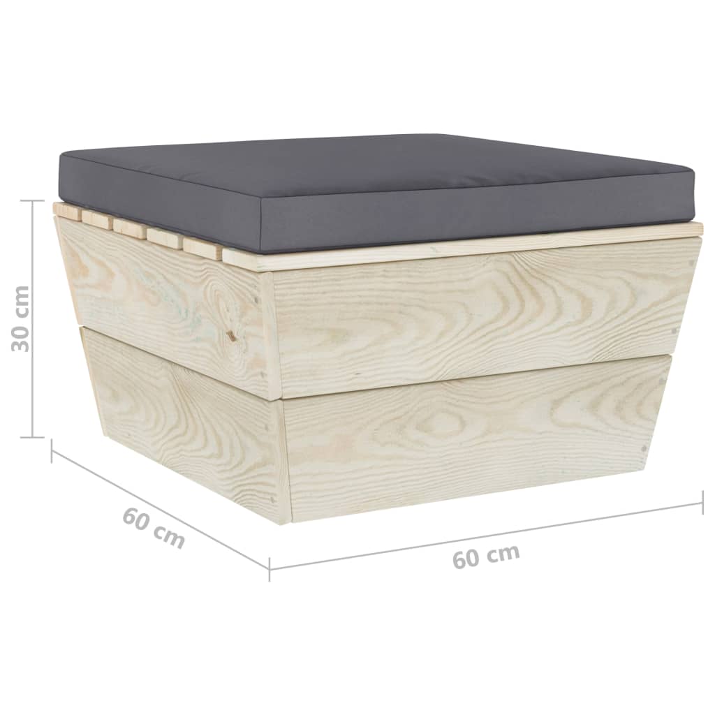 vidaXL Garten-Paletten-Hocker mit Kissen Imprägniertes Fichtenholz