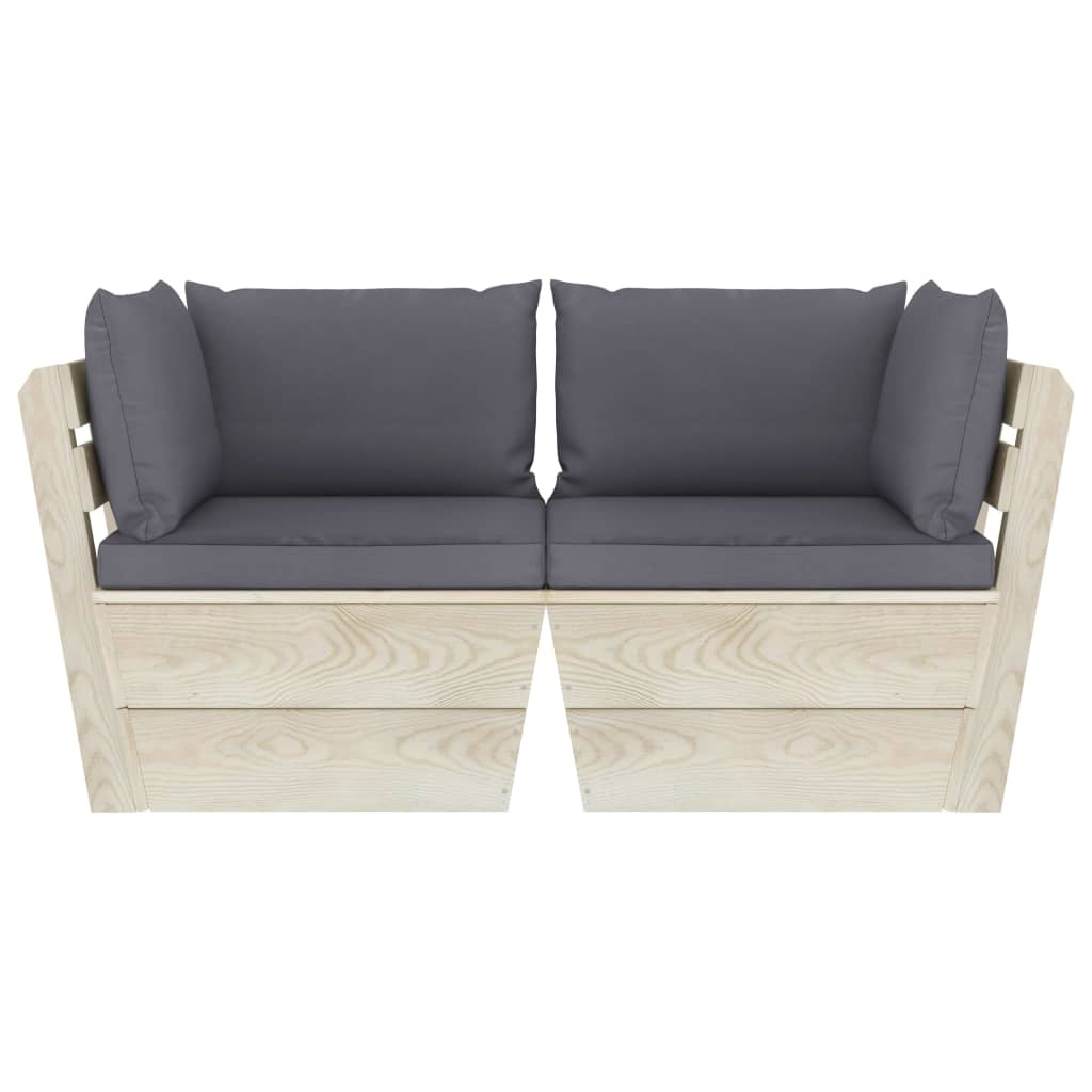 vidaXL Garten-Palettensofa 2-Sitzer mit Kissen Fichtenholz