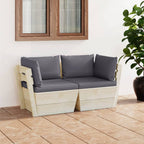 vidaXL Garten-Palettensofa 2-Sitzer mit Kissen Fichtenholz