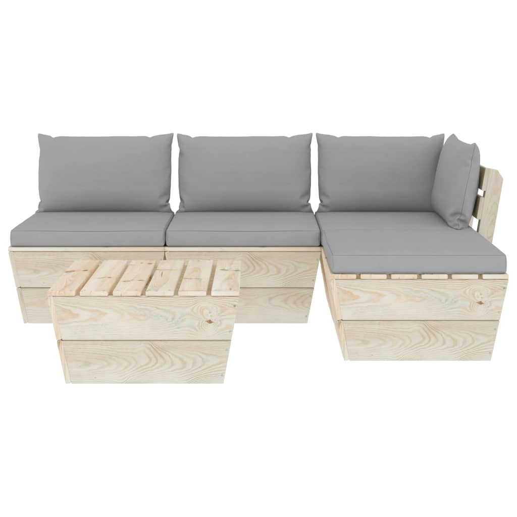 vidaXL 5-tlg. Garten-Sofagarnitur aus Paletten mit Kissen Fichtenholz