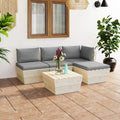 vidaXL 5-tlg. Garten-Sofagarnitur aus Paletten mit Kissen Fichtenholz