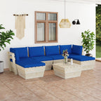 vidaXL 7-tlg. Garten-Sofagarnitur aus Paletten mit Kissen Fichtenholz