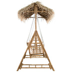 vidaXL Hollywoodschaukel mit Palmblättern und Kissen 202 cm Bambus