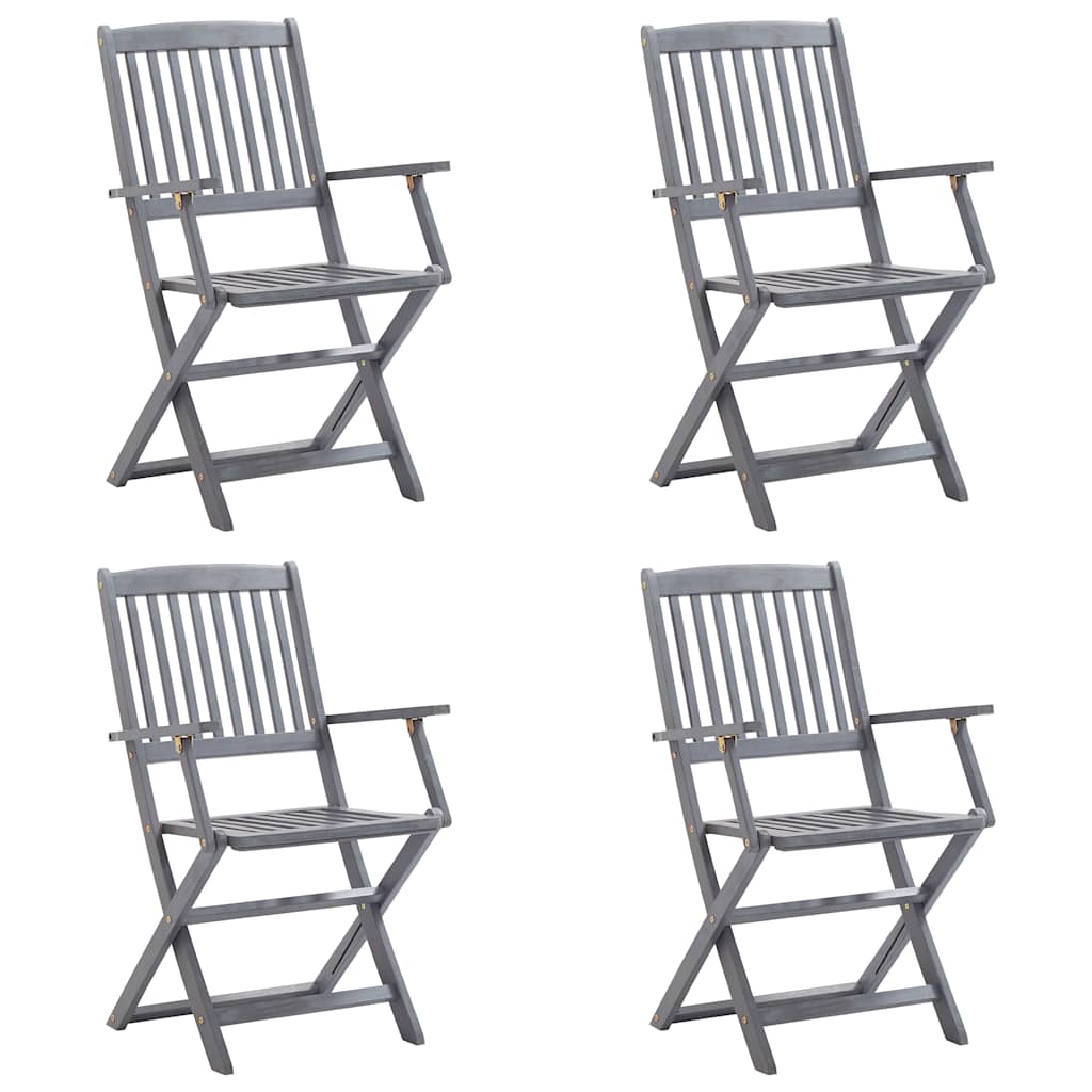 vidaXL Klappbare Gartenstühle 4 Stk. mit Sitzkissen Massivholz Akazie