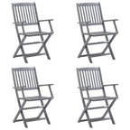 vidaXL Klappbare Gartenstühle 4 Stk. mit Sitzkissen Massivholz Akazie