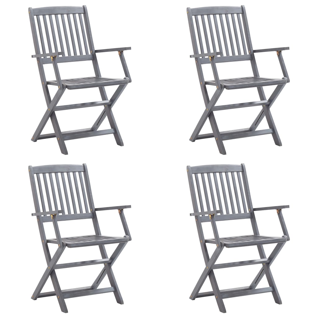 vidaXL Klappbare Gartenstühle 4 Stk. mit Kissen Massivholz Akazie