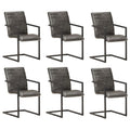 vidaXL Freischwinger 6 Stk. Grau Echtleder