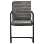 vidaXL Freischwinger 6 Stk. Grau Echtleder