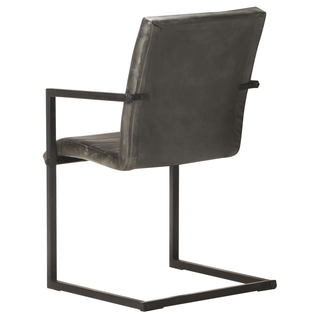 vidaXL Freischwinger 6 Stk. Grau Echtleder