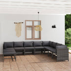 vidaXL 11-tlg. Garten-Lounge-Set mit Kissen Poly Rattan Schwarz