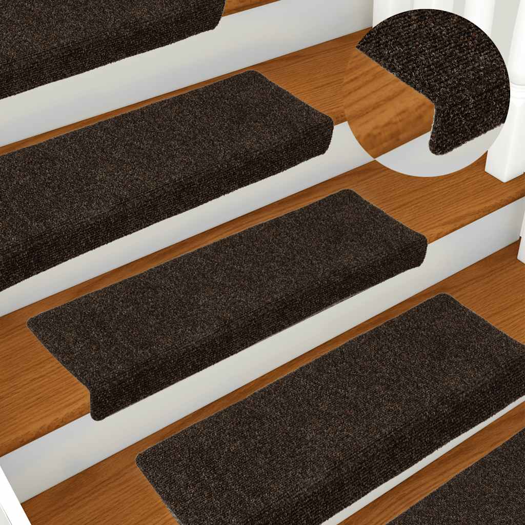 vidaXL Stufenmatten Selbstklebend 15 Stk. 65x21x4 cm Dunkelbraun Rechteckiger Rand