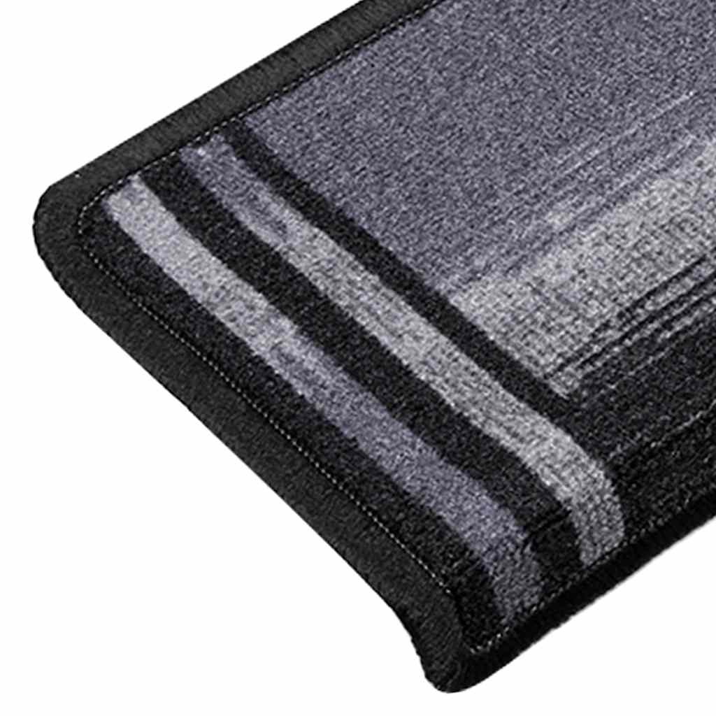 vidaXL Treppenmatten Selbstklebend 15 Stk. 65x21x4 cm Schwarz und Grau