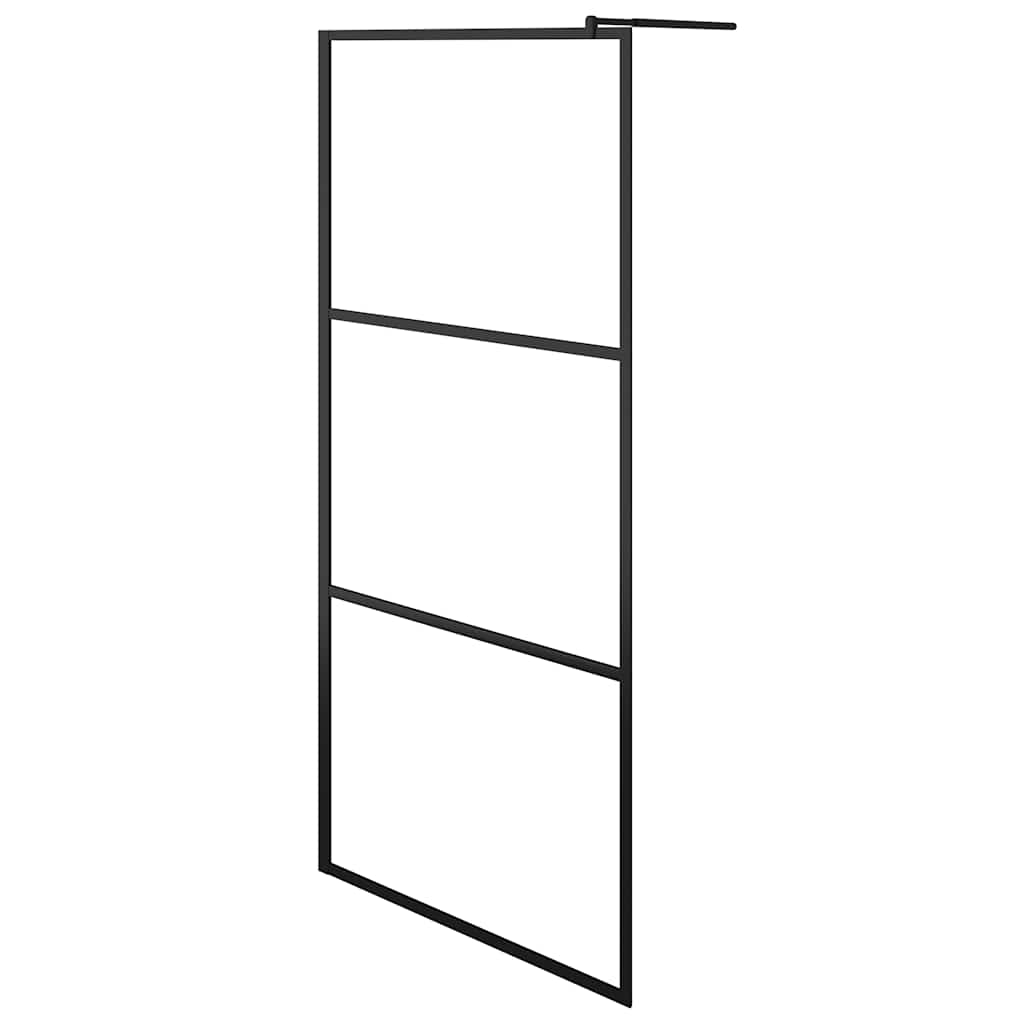 vidaXL Duschwand für Begehbare Duschen ESG-Klarglas Schwarz 80x195 cm