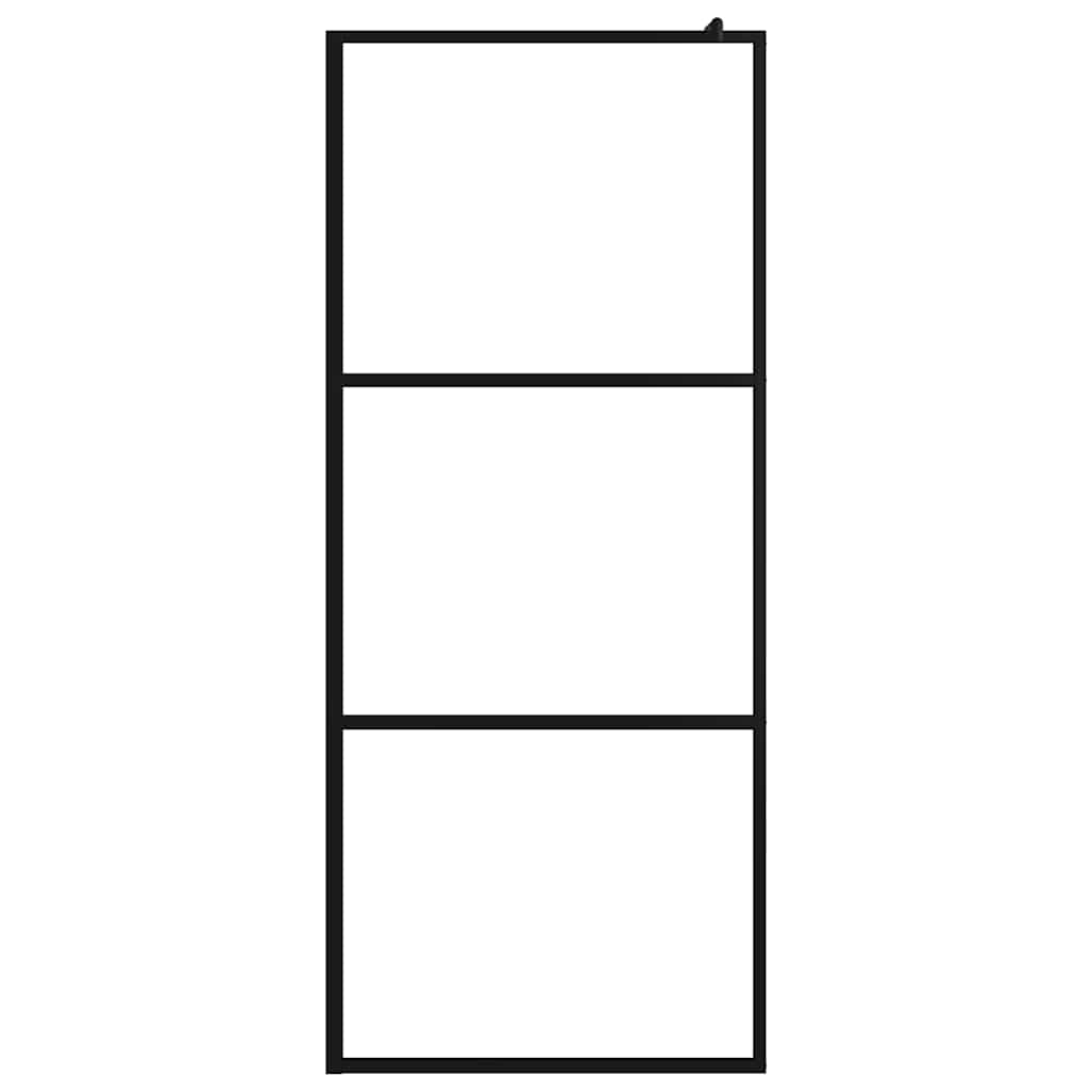 vidaXL Duschwand für Begehbare Duschen ESG-Klarglas Schwarz 80x195 cm
