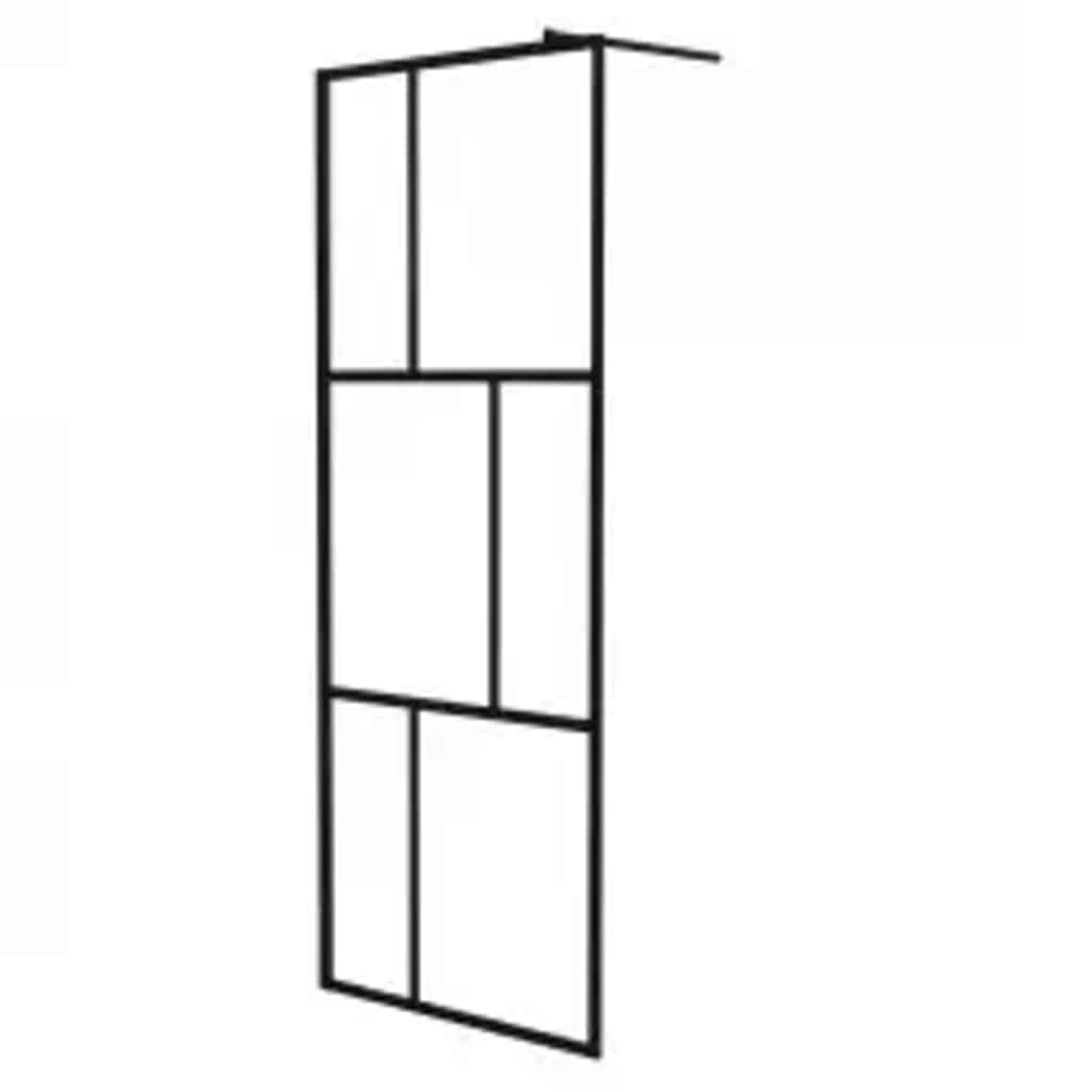 vidaXL Duschwand für Begehbare Duschen mit Hartglas Schwarz 80x195 cm