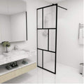 vidaXL Duschwand für Begehbare Duschen mit Hartglas Schwarz 80x195 cm