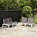 vidaXL Gartenbänke mit Kissen 2 Stk. Kunststoff Weiß