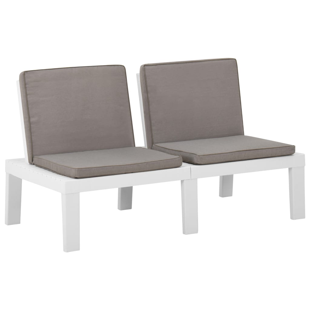 vidaXL 4-tlg. Garten-Lounge-Set mit Auflagen Kunststoff Weiß