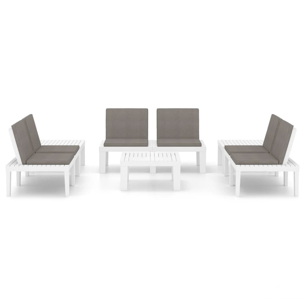 vidaXL 6-tlg. Garten-Lounge-Set mit Auflagen Kunststoff Weiß