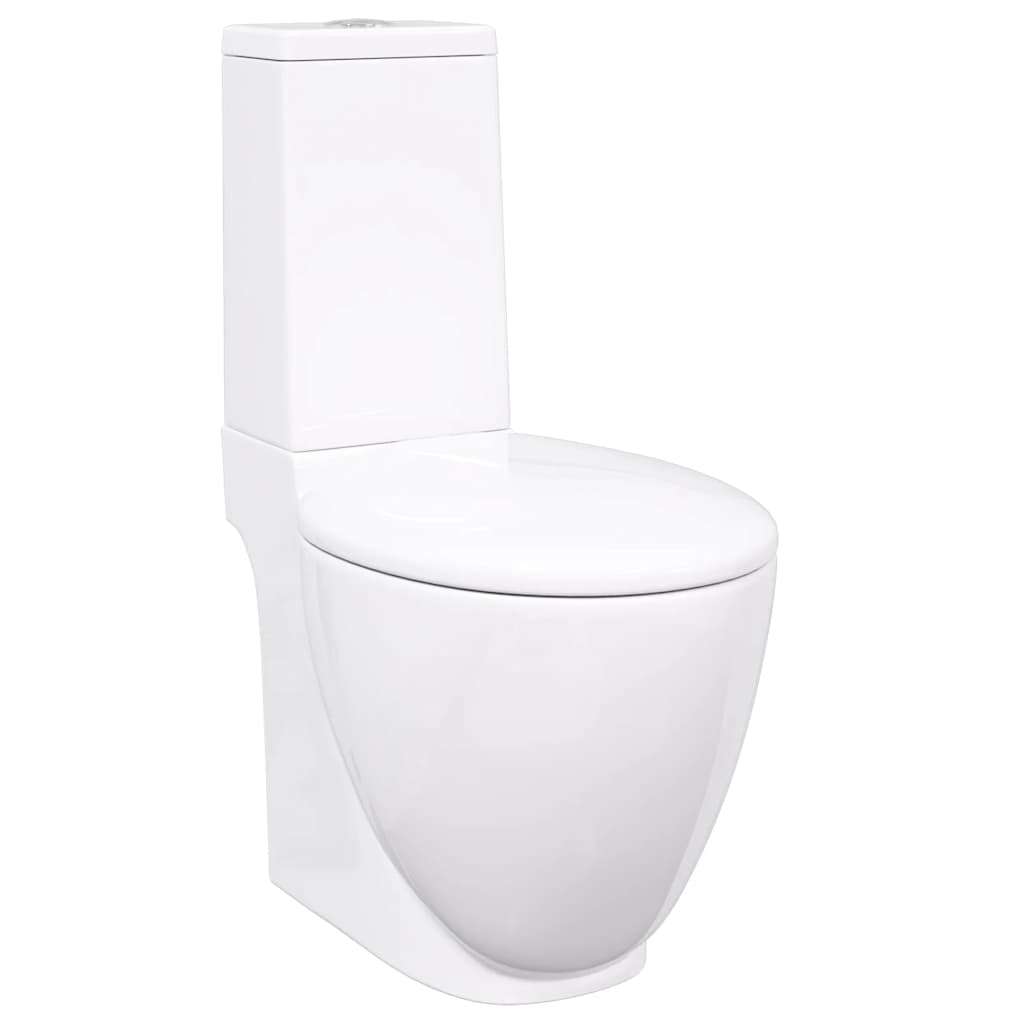 vidaXL WC Keramik-Toilette Badezimmer Rund Senkrechter Abgang Weiß