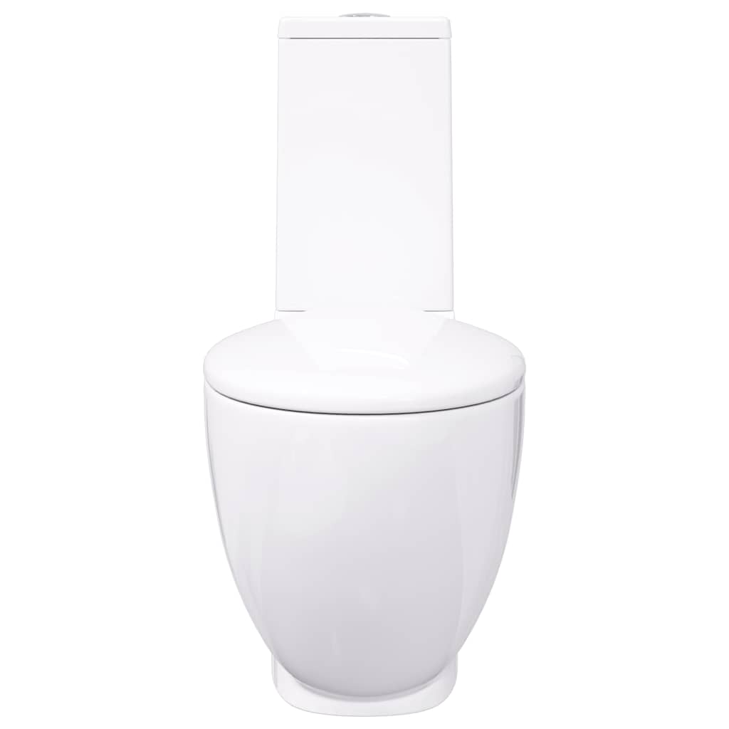 vidaXL WC Keramik-Toilette Badezimmer Rund Senkrechter Abgang Weiß