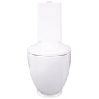vidaXL WC Keramik-Toilette Badezimmer Rund Senkrechter Abgang Weiß