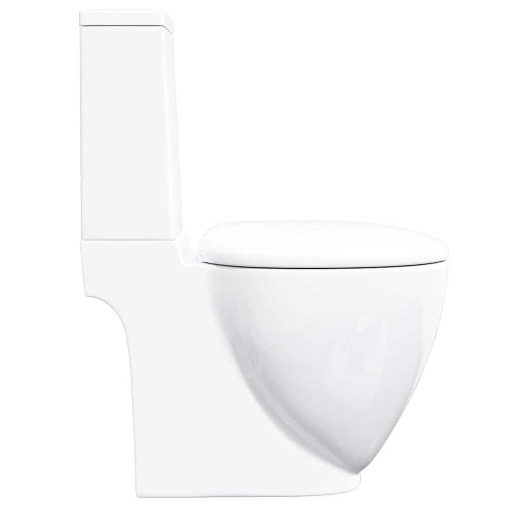 vidaXL WC Keramik-Toilette Badezimmer Rund Senkrechter Abgang Weiß