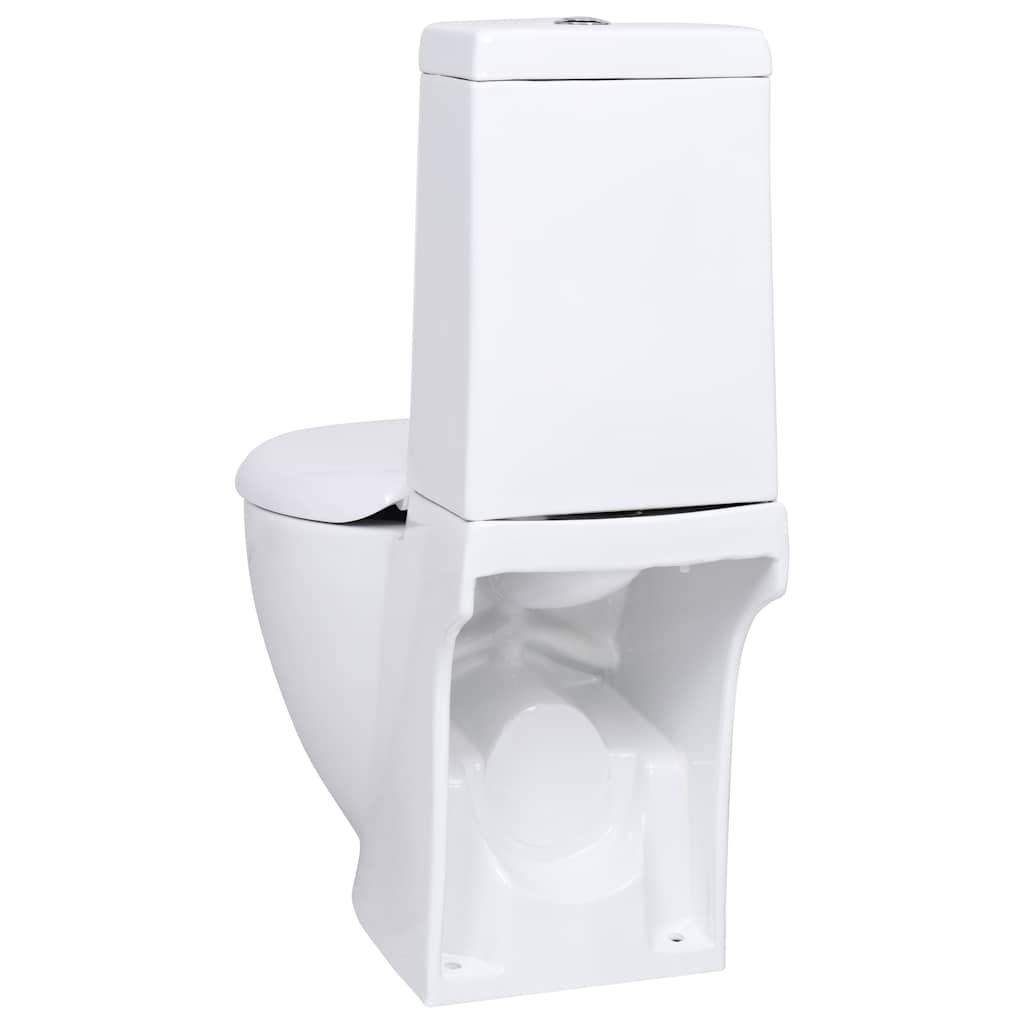 vidaXL WC Keramik-Toilette Badezimmer Rund Senkrechter Abgang Weiß