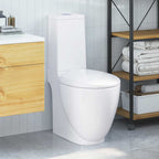 vidaXL WC Keramik-Toilette Badezimmer Rund Senkrechter Abgang Weiß
