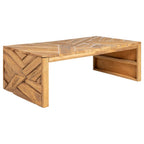 vidaXL Couchtisch Erosion Teak Massivholz 110x35x38 cm