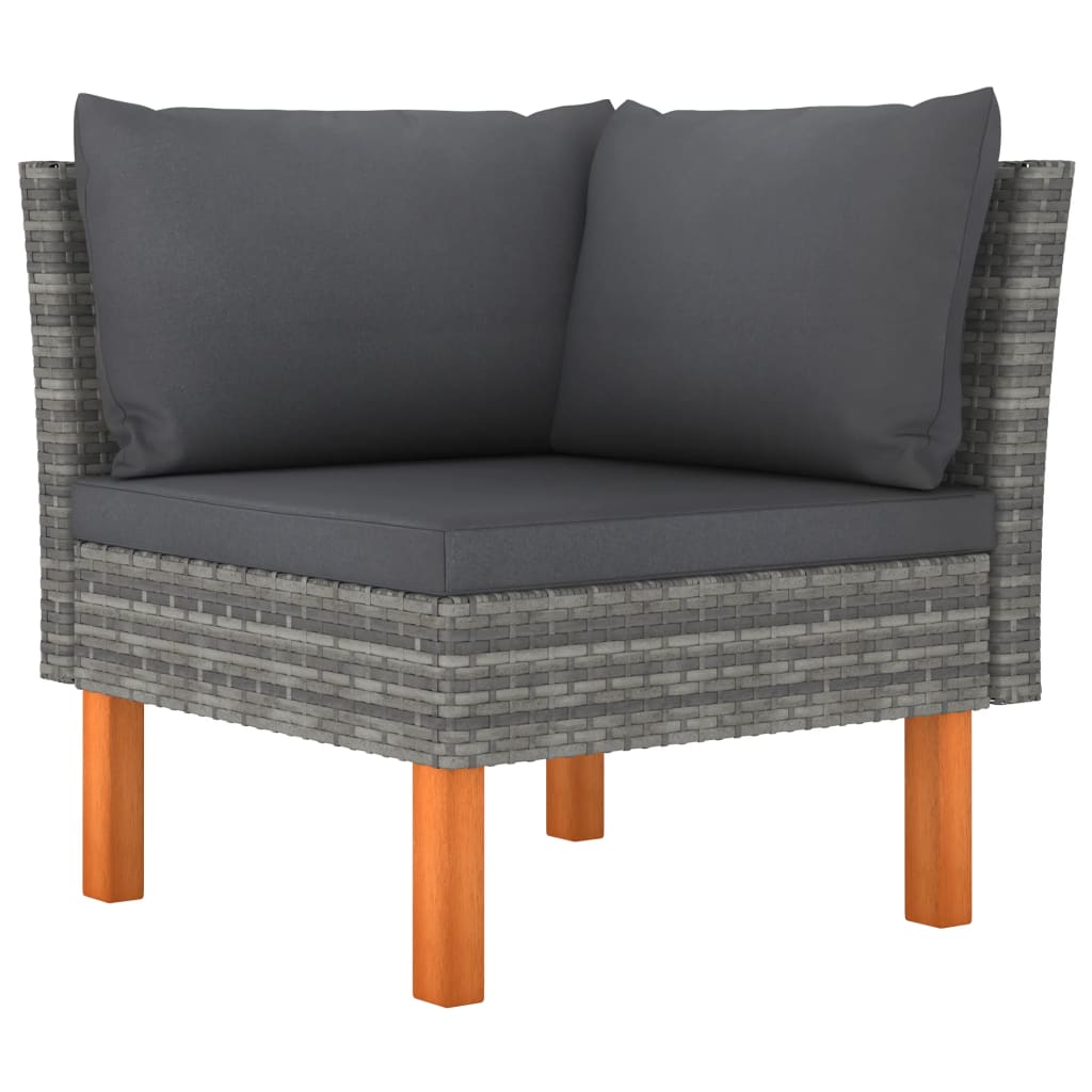 vidaXL 4-Sitzer-Gartensofa mit Kissen Grau Poly Rattan