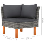 vidaXL 4-Sitzer-Gartensofa mit Kissen Grau Poly Rattan