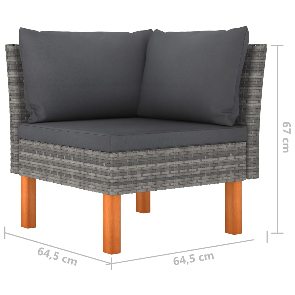 vidaXL 4-Sitzer-Gartensofa mit Kissen Grau Poly Rattan