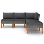 vidaXL 5-tlg. Garten-Lounge-Set mit Kissen Poly Rattan Grau