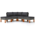 vidaXL 5-tlg. Garten-Lounge-Set mit Kissen Poly Rattan Grau