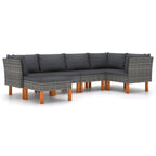 vidaXL 6-tlg. Garten-Lounge-Set mit Kissen Poly Rattan Grau