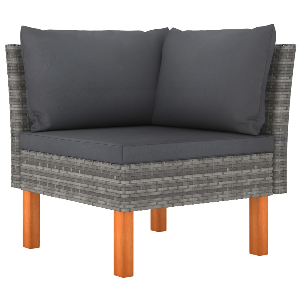 vidaXL 6-tlg. Garten-Lounge-Set mit Kissen Poly Rattan Grau