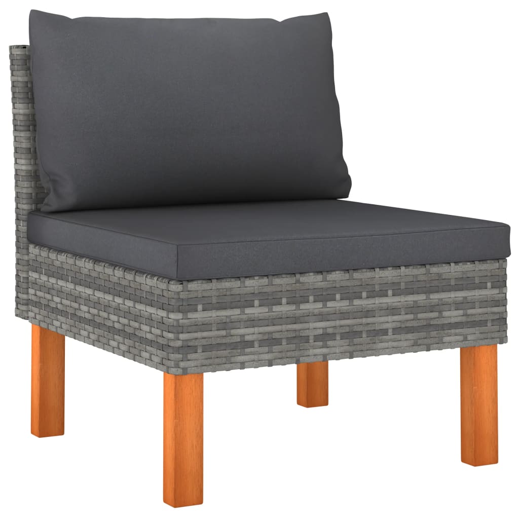 vidaXL 12-tlg. Garten-Lounge-Set mit Kissen Poly Rattan Grau
