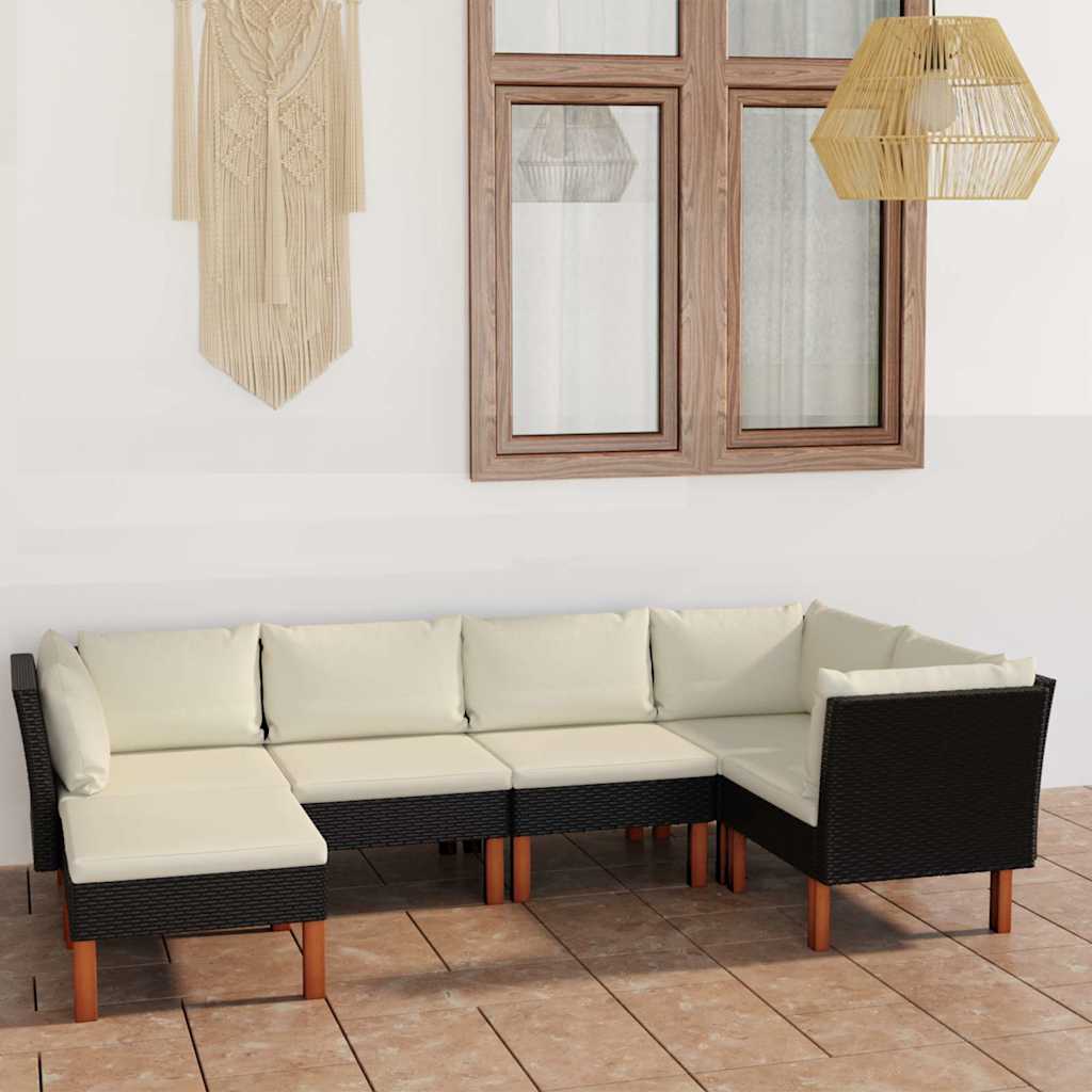 vidaXL 6-tlg. Garten-Lounge-Set mit Kissen Poly Rattan Grau