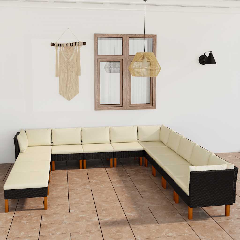 vidaXL 12-tlg. Garten-Lounge-Set mit Kissen Poly Rattan Grau