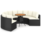 vidaXL 7-tlg. Garten-Sofagarnitur mit Auflagen Poly Rattan Schwarz