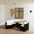 vidaXL 7-tlg. Garten-Sofagarnitur mit Auflagen Poly Rattan Schwarz