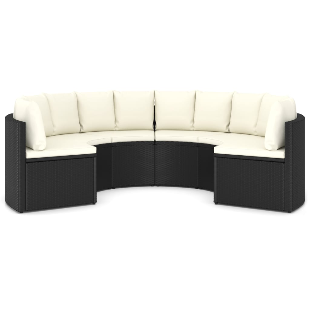 vidaXL 6-tlg. Garten-Sofagarnitur mit Auflagen Poly Rattan Schwarz
